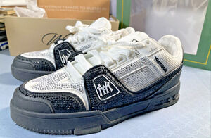 Watson Vulture V2 Men's Sneaker Shoes Size 9 Low Top White Black Rhinestone